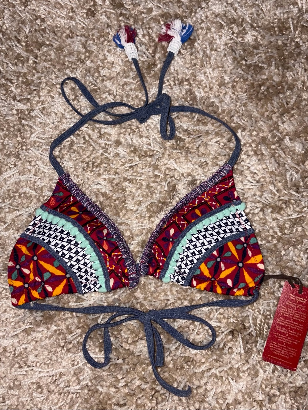 TIGERLILY MONOS Colorful Patterned Triangle Bikini Top